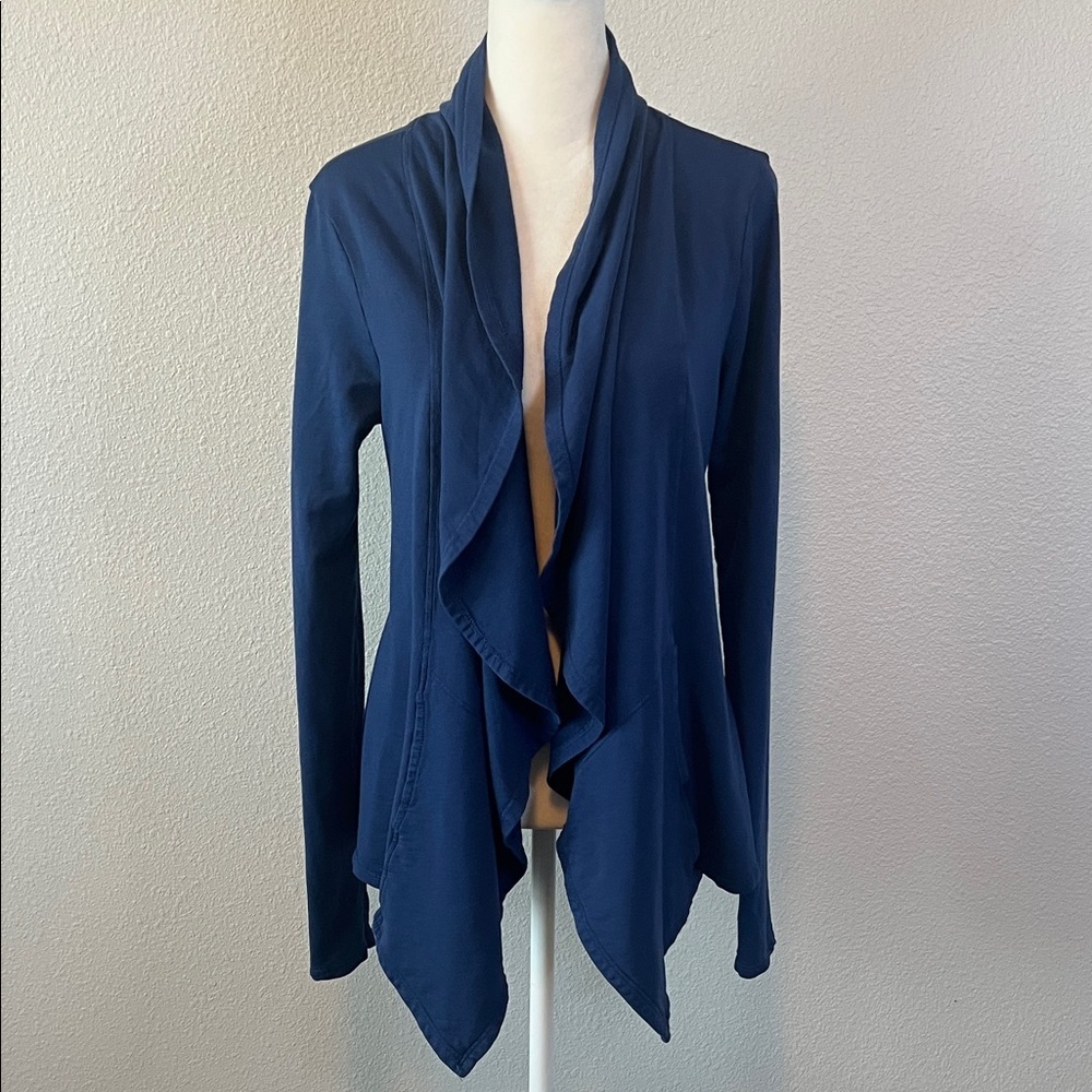 Splits59 Open Front Shawl Neck Cardigan Blue Size Medium